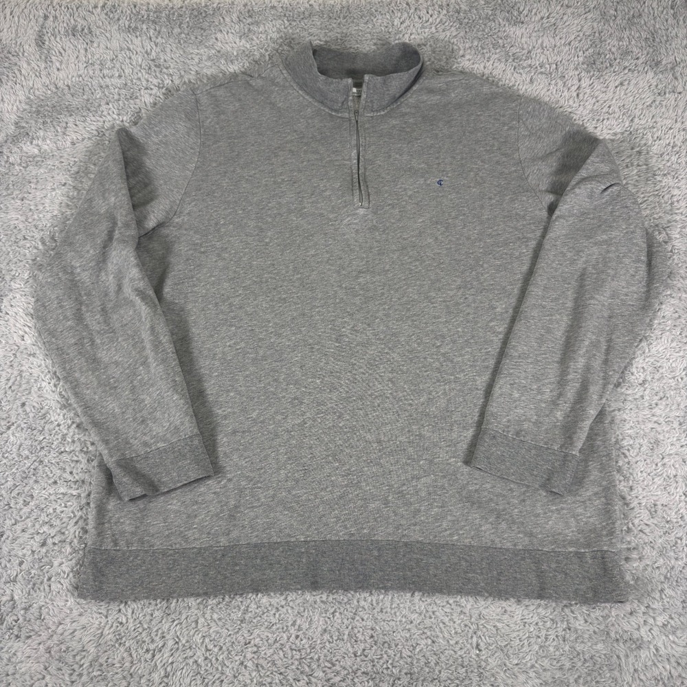 Criquet Mens XXL Quarter Zip Sweatshirt Heather Gray Pullover Mock Neck Logo - Picture 2 of 9